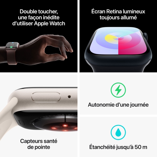 Apple Watch Series 9 (GPS) 41mm Starlight Aluminum Case (no band) by APPLE - Refurbished condition - Image 9