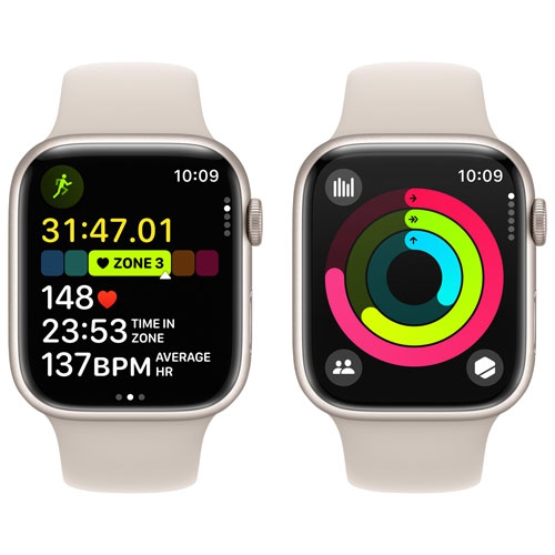 Apple Watch Series 9 (GPS + Cellular) 45mm Starlight Aluminum Case (no band) by APPLE - Open Box condition - Image 7