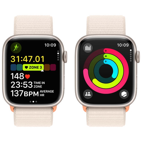 Apple Watch Series 9 (GPS) 45mm Starlight Aluminum Case (no band) by APPLE - Open Box condition - Image 7