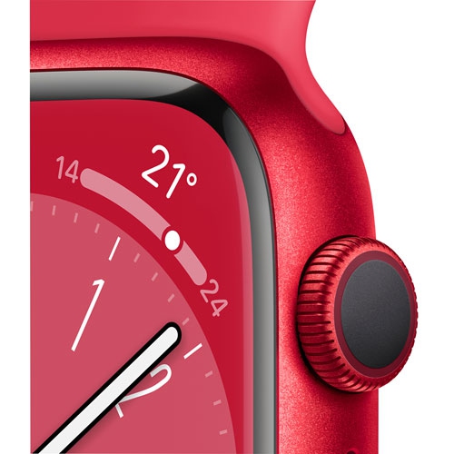 Apple Watch Series 8 (GPS) 41mm (PRODUCT)RED Aluminum Case (no band) by APPLE - Refurbished condition - Image 6