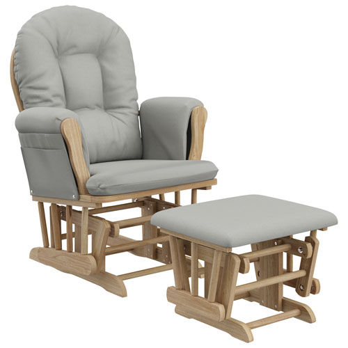 Storkcraft Hoop Glider and Ottoman Set - Natural/Light Grey