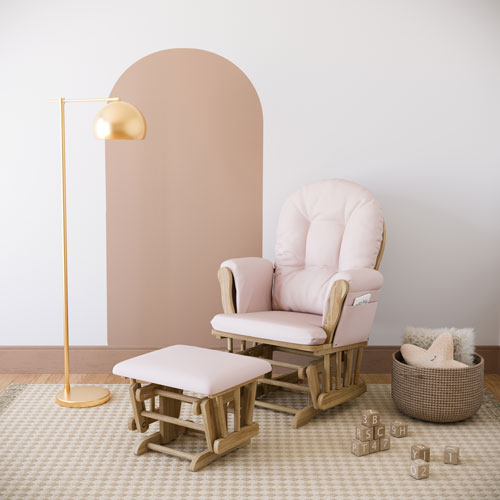 Ensemble avec fauteuil coulissant et pouf Hoop de Storkcraft - Naturel/Rose