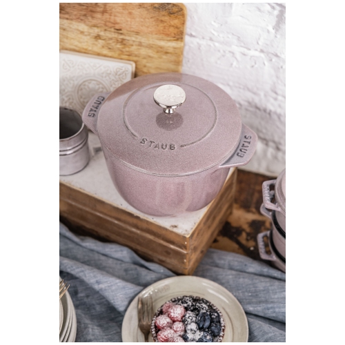 STAUB La Cocotte 1.75 L Cast Iron Round Rice Cocotte, Cherry Blossom