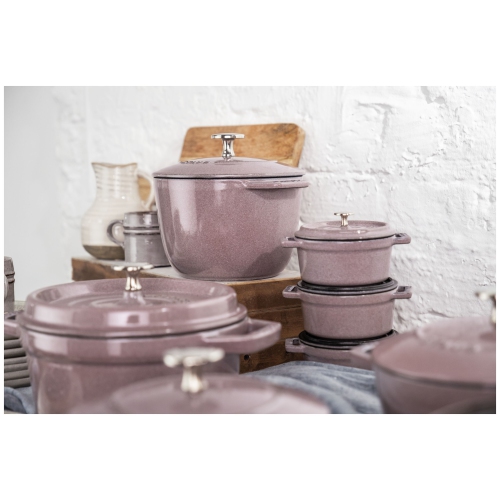 STAUB La Cocotte 1.75 L Cast Iron Round Rice Cocotte, Cherry Blossom