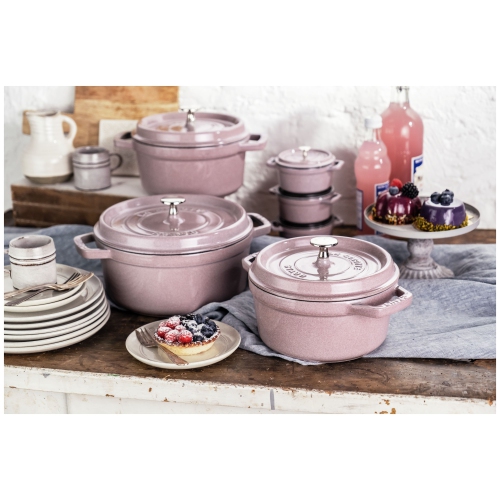 STAUB La Cocotte 3.7 L Cast Iron Round Cocotte, Cherry Blossom