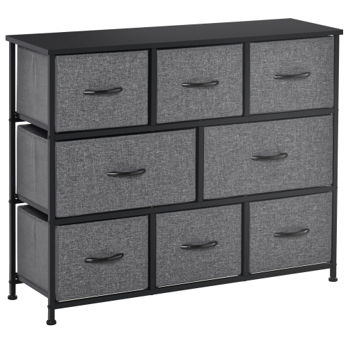 HOMCOM – Commode pour chambre à coucher avec 8 tiroirs, commode en tissu à 3 niveaux, grande tour de rangement pour commode avec cadre en acier et de