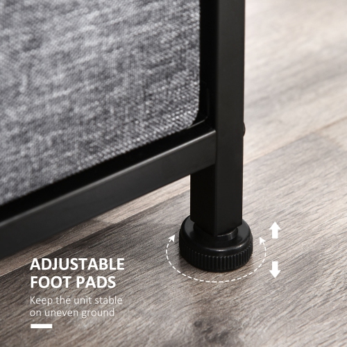 HOMCOM Dresser for Bedroom with 8 Drawers, 3-Tier Fabric Chest of Drawers, Tall Dresser Storage Tower with Steel Frame and Wooden Top for Closets,