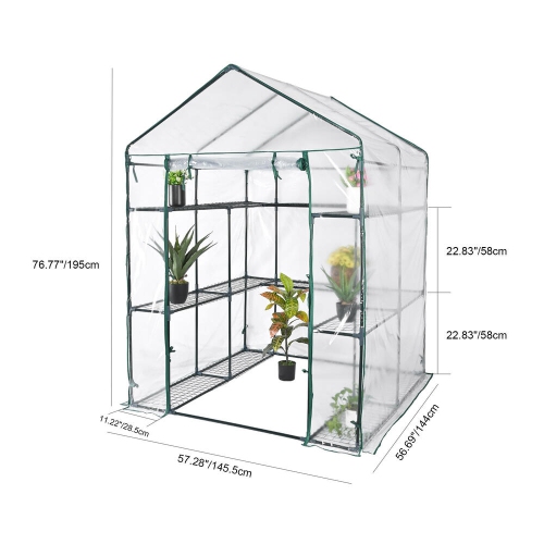 4.7x4.7x6.4 ft Large Greenhouse, 3 Tiers Steel Frame Sturdy Green House with PVC Cover Roll Up Zipper Door for Lawn Garden Outdoor Growing