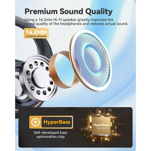 EMEET AirFlow Open Ear Headphones, Bluetooth 5.3 Wireless Headsets with Detachable Microphone, 40 Hours Playtime, IPX5, Wireless Earbuds, Multipoint