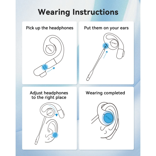 EMEET AirFlow Open Ear Headphones, Bluetooth 5.3 Wireless Headsets with Detachable Microphone, 40 Hours Playtime, IPX5, Wireless Earbuds, Multipoint