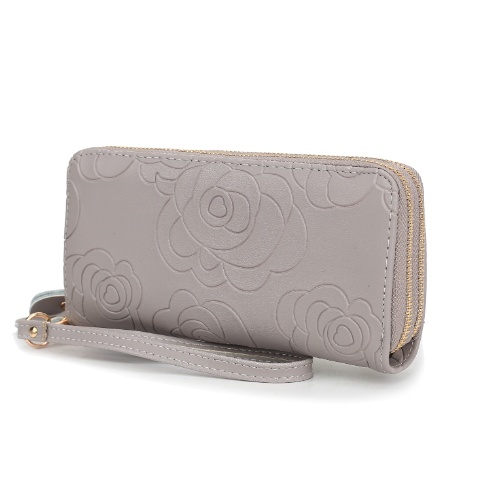 MKF Collection – Portefeuille dragonne pour femmes en cuir véritable avec motif floral Ellie par Mia K