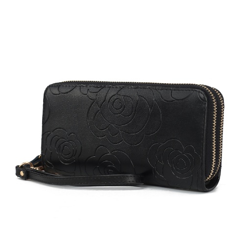 MKF Collection – Portefeuille dragonne pour femmes en cuir véritable avec motif floral Ellie par Mia K