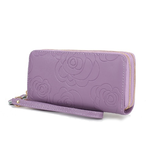 MKF Collection – Portefeuille dragonne pour femmes en cuir véritable avec motif floral Ellie par Mia K