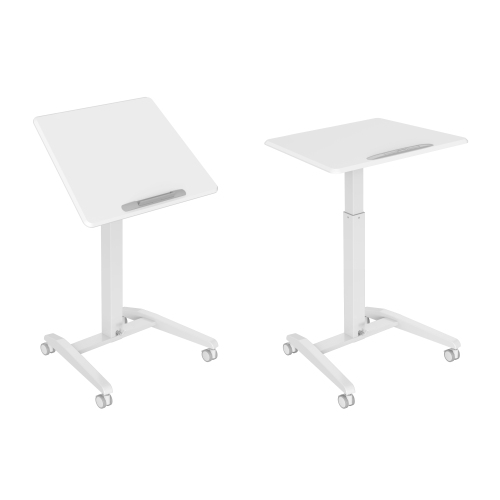 Bureau assis/debout à roulettes Tiltable pour portable à gaz et à ressort d'Uplite, poste de travail debout avec roulettes verrouillées
