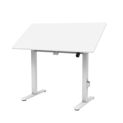 Uplite Mobile Electric 48x24 inch Height Adjustable Standing Desk with Tilting Board, with Dry Erase Top Whiteboard and Rolling Casters, Drafting