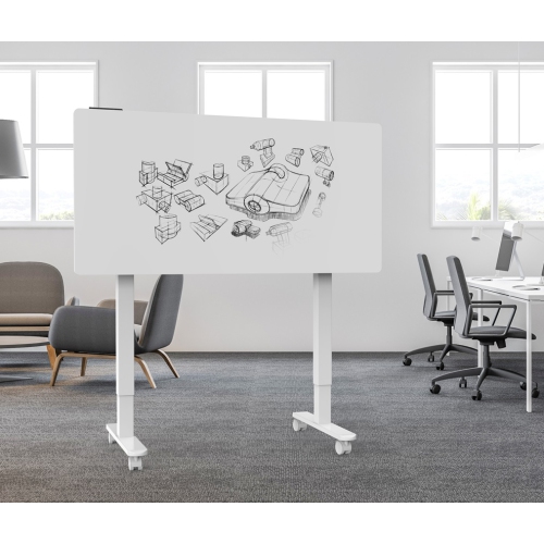 Uplite Mobile Electric 48x24 inch Height Adjustable Standing Desk with Tilting Board, with Dry Erase Top Whiteboard and Rolling Casters, Drafting
