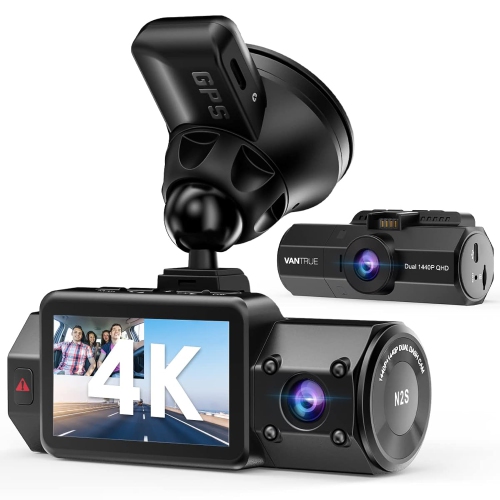4K Dual Dash Cam with GPS: Front and Cabin Dual 1440P or 4K 3840x2160P Single Front Car Dashboard Camera, Featuring Infrared Night Vision