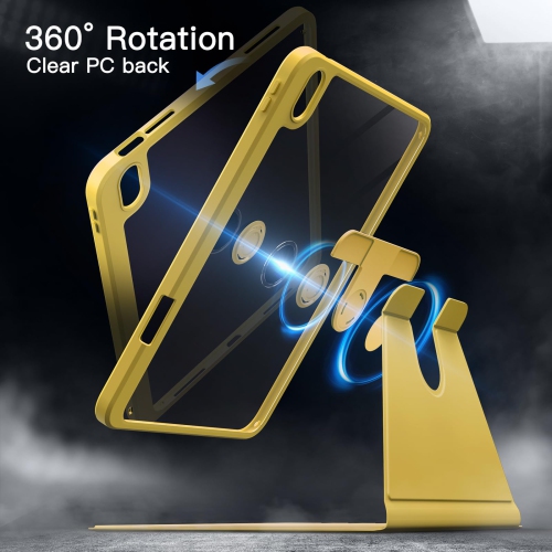 Étui rotatif pour iPad 10 avec porte-crayon, couvercle de support de protection pivotant sur 360 degrés, arrière transparent, réveil/veille