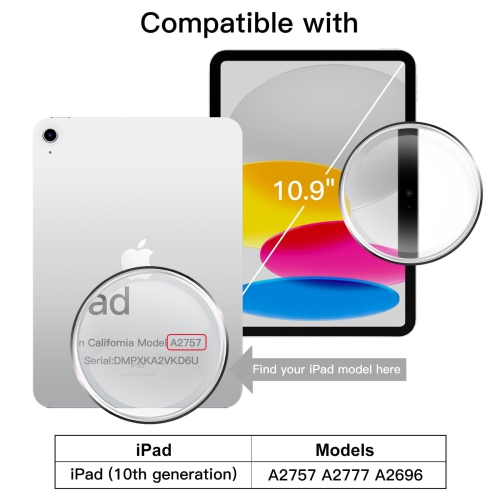 Rotating Case for iPad 10 with Pencil Holder, 360 Degree Rotation Protective Stand Cover Clear Back, Auto Wake/Sleep (Silver)