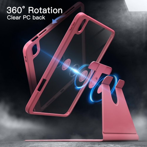 Étui rotatif pour iPad 10 avec porte-crayon, couvercle de support de protection pivotant sur 360 degrés, arrière transparent, réveil/veille