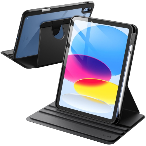 HLD  Rotating Case for Ipad 10 (10.9-Inch, 2022 Model, 10Th Generation) w Pencil Holder, 360 Degree Rotation Protective Stand Cover Clear Back, Auto
