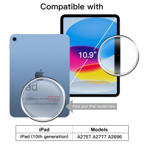 Rotating Case for iPad 10 with Pencil Holder, 360 Degree Rotation Protective Stand Cover Clear Back, Auto Wake/Sleep (Navy)