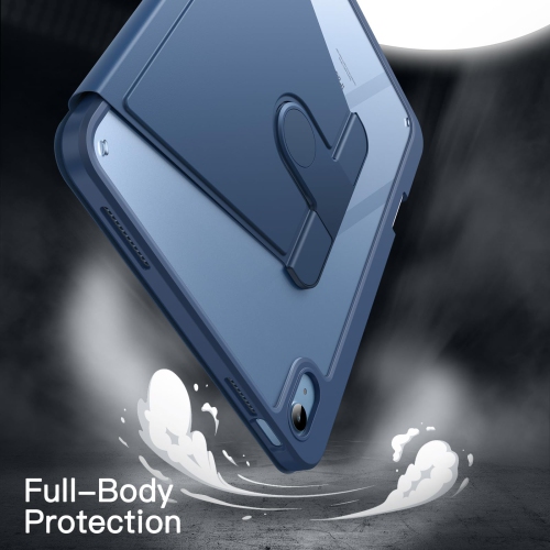 Rotating Case for iPad 10 with Pencil Holder, 360 Degree Rotation Protective Stand Cover Clear Back, Auto Wake/Sleep (Navy)