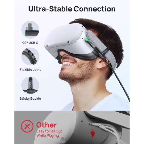 Câble de liaison de réalité virtuelle d'INIU avec port de recharge séparé pour Meta Oculus Quest 2/3/Pro et PC VR Gaming 5 M