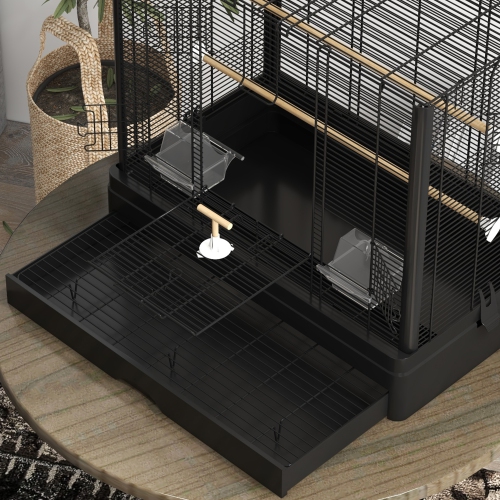 PawHut – cage à oiseau de 22 po pour Budgie, finches, canaries, oiseaux d’amour, grande cage de Parrot avec supports en bois, plateau coulissant,