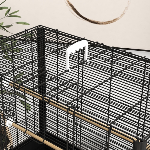 PawHut – cage à oiseau de 22 po pour Budgie, finches, canaries, oiseaux d’amour, grande cage de Parrot avec supports en bois, plateau coulissant,