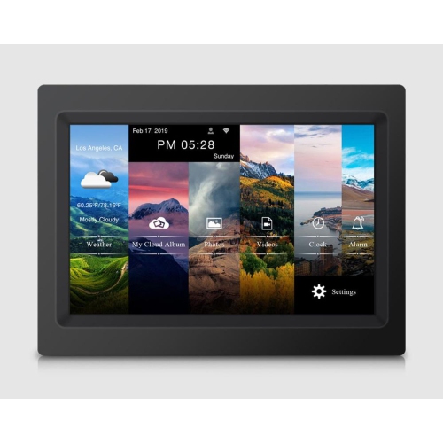 Alpha Digital 10-in Cloud Photo Frame– 1280x800 IPS HD Touchscreen, 20GB Cloud Storage, 16GB, Battery, Photo Share APP -Black