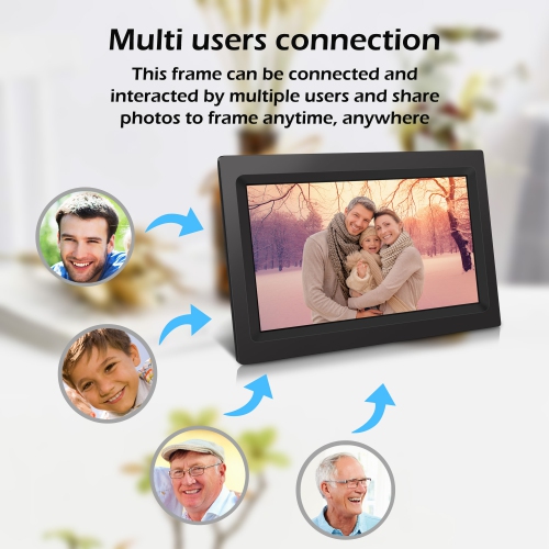Alpha Digital 10-in Cloud Photo Frame– 1280x800 IPS HD Touchscreen, 20GB Cloud Storage, 16GB, Battery, Photo Share APP -Black