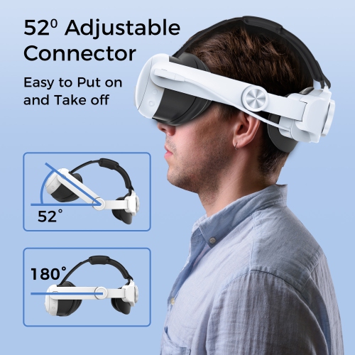 Serre-tête numérique Alpha pour META Quest 3 avec 6000 mAh – 4Hrs Playtime, réglable/confort amélioré, sans pression au visage – Blanc
