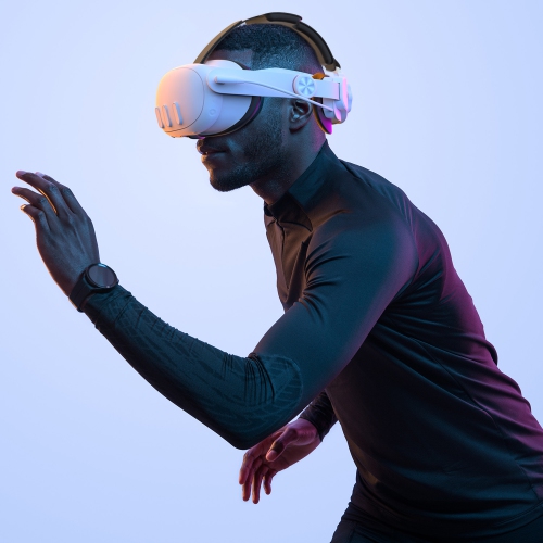 Serre-tête numérique Alpha pour META Quest 3 avec 6000 mAh – 4Hrs Playtime, réglable/confort amélioré, sans pression au visage – Blanc