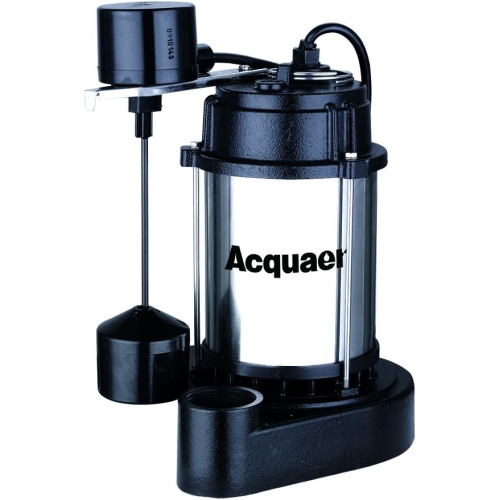 Pompe à puisard submersible Acquaer 1/2&nbsp;HP avec coque de moteur en acier inoxydable et base de pompe en fonte, modèle : SUS050 V
