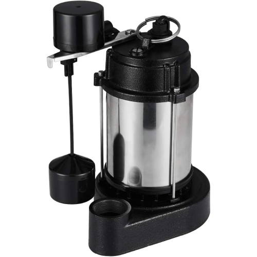 Pompe à puisard submersible Acquaer 1/2&nbsp;HP avec coque de moteur en acier inoxydable et base de pompe en fonte, modèle : SUS050 V