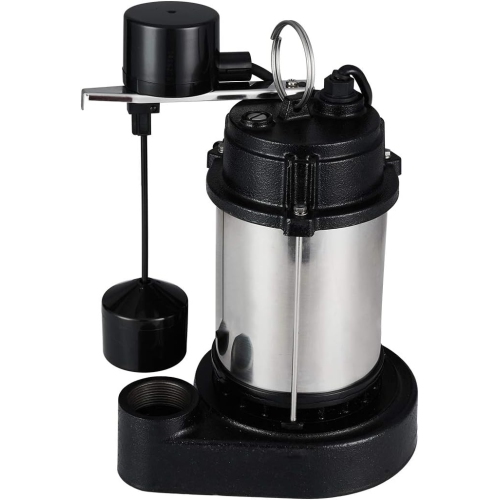 Pompe à puisard submersible Acquaer 1/2&nbsp;HP avec coque de moteur en acier inoxydable et base de pompe en fonte, modèle : SUS050 V