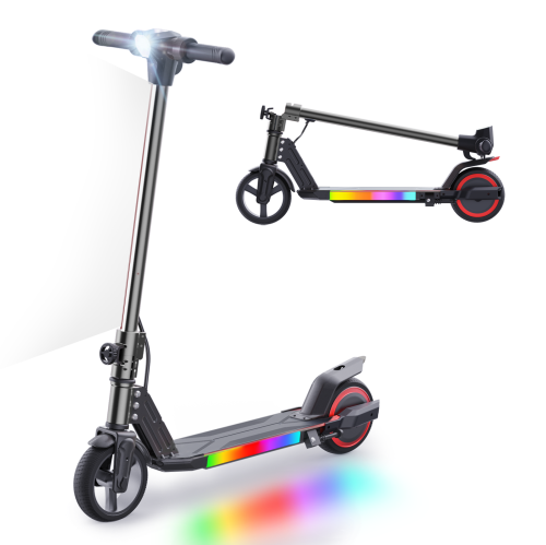 BIIST 6.5" Foldable Kids Electric Scooter, Electric Scooter for Kids with Front Head Lights, led Front Lights and Shining Lights on pedal