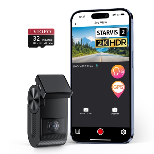 VIOFO VS1 Mini Dash Cam, 1440P Hidden Design Dashcam, Free 32GB SD Card, 5GHz Wi-Fi Voice Control Front Car Dash Camera with GPS, HDR, Night Vision