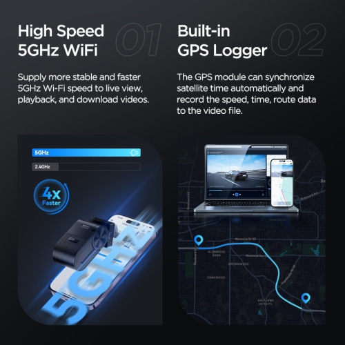 VIOFO VS1 Mini Dash Cam, 1440P Hidden Design Dashcam, Free 32GB SD Card, 5GHz Wi-Fi Voice Control Front Car Dash Camera with GPS, HDR, Night Vision