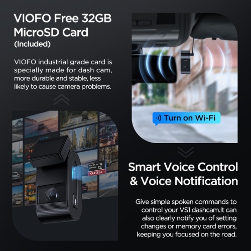 VIOFO VS1 Mini Dash Cam, 1440P Hidden Design Dashcam, Free 32GB SD Card, 5GHz Wi-Fi Voice Control Front Car Dash Camera with GPS, HDR, Night Vision