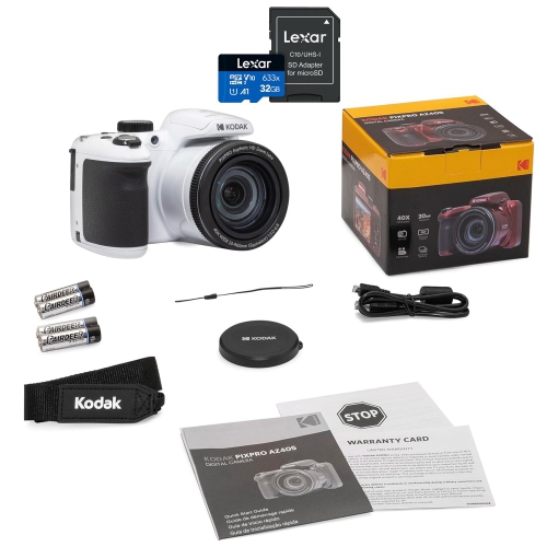 Kodak PIXPRO AZ405 Astro Zoom 20MP Digital Camera with 40X Optical Zoom 24mm Wide Angle 1080P Full HD Video Plus a Free Lexar 32GB Memory Card with
