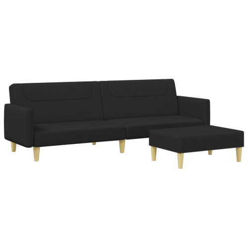 VIDAXL  2-Seater Sofa Bed With Footstool Black Fabric