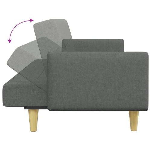 Sofa-lit à 2 places avec repose-pieds en tissu gris foncé vidaXL
