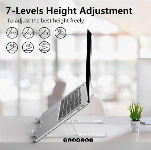 Adjustable Laptop Stand Riser ABS+Silicone Foldable Portable Laptop Holder, Ventilated Cooling Notebook Stand for MacBook Pro Air, Lenovo, Dell, HP,