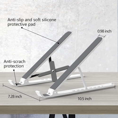 Adjustable Laptop Stand Riser ABS+Silicone Foldable Portable Laptop Holder, Ventilated Cooling Notebook Stand for MacBook Pro Air, Lenovo, Dell, HP,