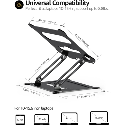 Laptop Notebook Stand Holder, Ergonomic Adjustable Ultrabook Stand Riser Portable Compatible with MacBook Air Pro, Dell, HP, Lenovo Light Weight