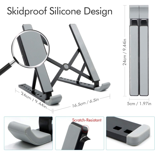 Portable Laptop Stand, Foldable Adjustable Laptop Stand Holder Universal Ergonomic Aluminium Travel Mini Ventilated Notebook Stand for Mac Computer