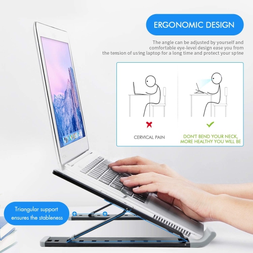 Portable Laptop Stand, Foldable Adjustable Laptop Stand Holder Universal Ergonomic Aluminium Travel Mini Ventilated Notebook Stand for Mac Computer