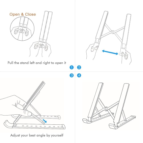 Portable Laptop Stand, Foldable Adjustable Laptop Stand Holder Universal Ergonomic Aluminium Travel Mini Ventilated Notebook Stand for Mac Computer